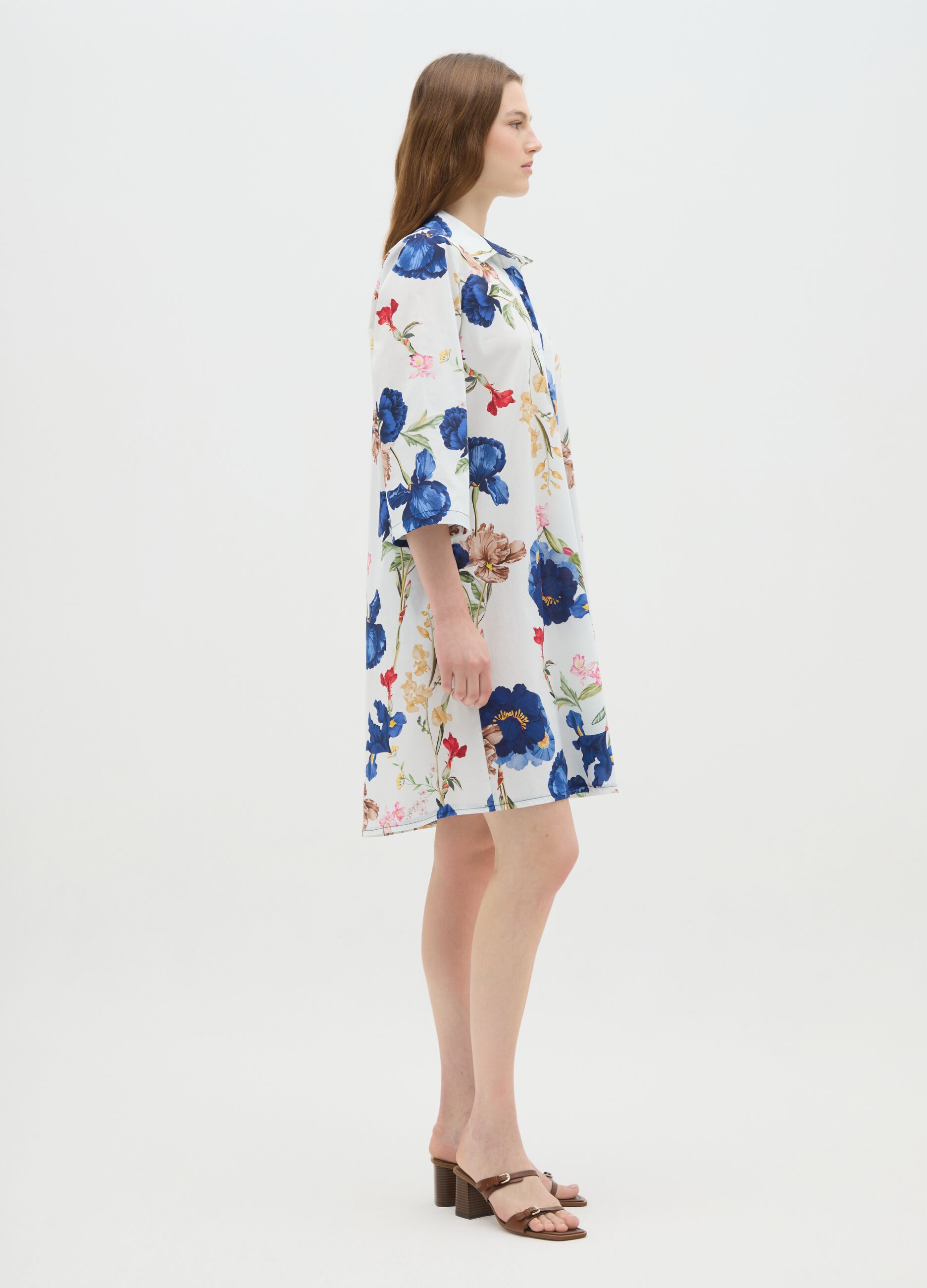 Women's multicolour cotton shirt dress, regular fit