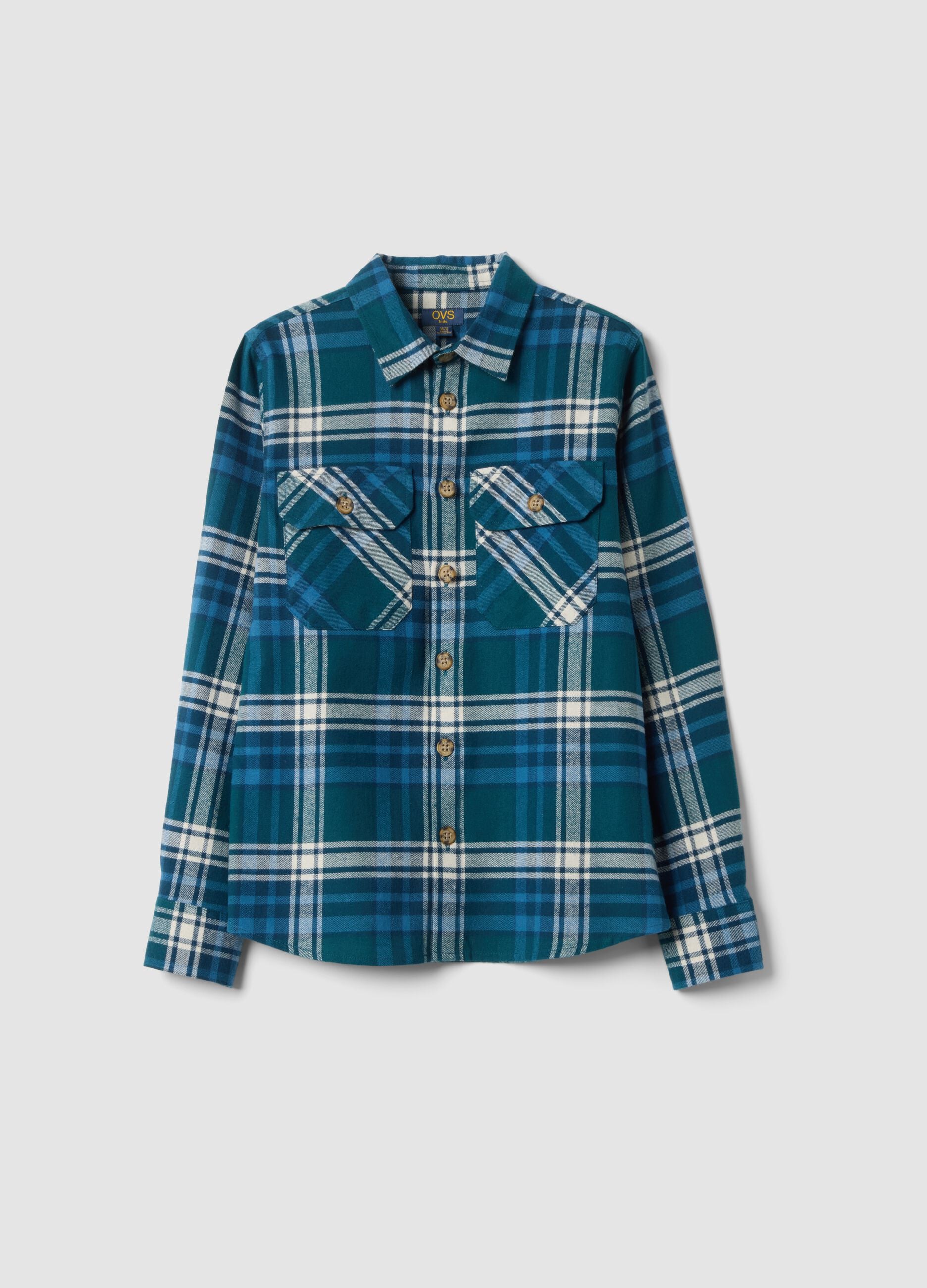 Blue checked pure cotton shirt