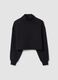 Black cropped cotton-blend fleece sweatshirt with crew neck_0