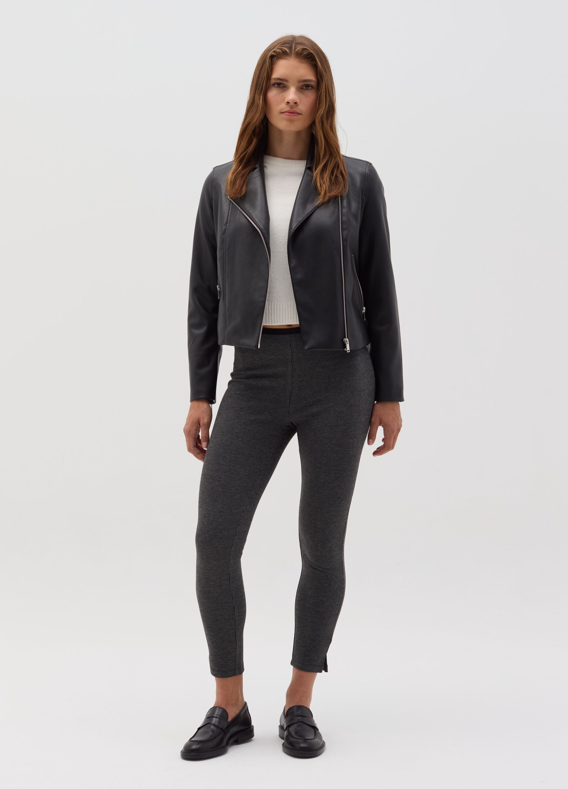 Stretch leggings with splits