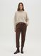 Beige sweater with high neck and contrasting edges_0