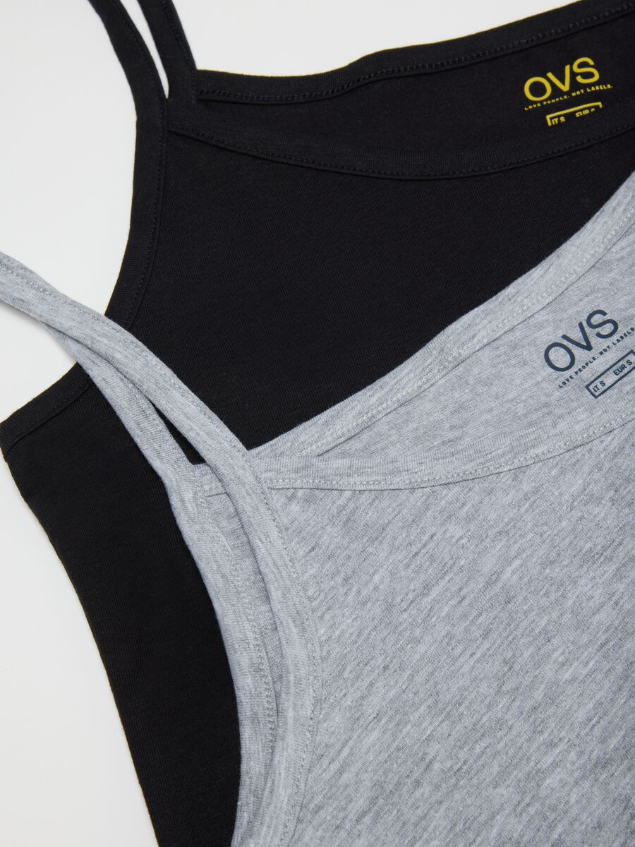Twin pack of black and grey stretch camisoles_1