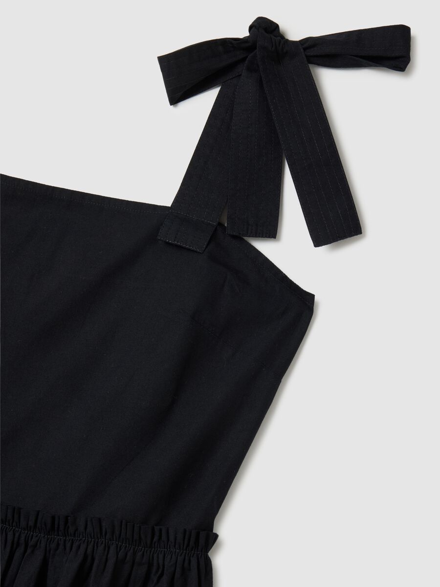 Women's long dress in pure black cotton_1