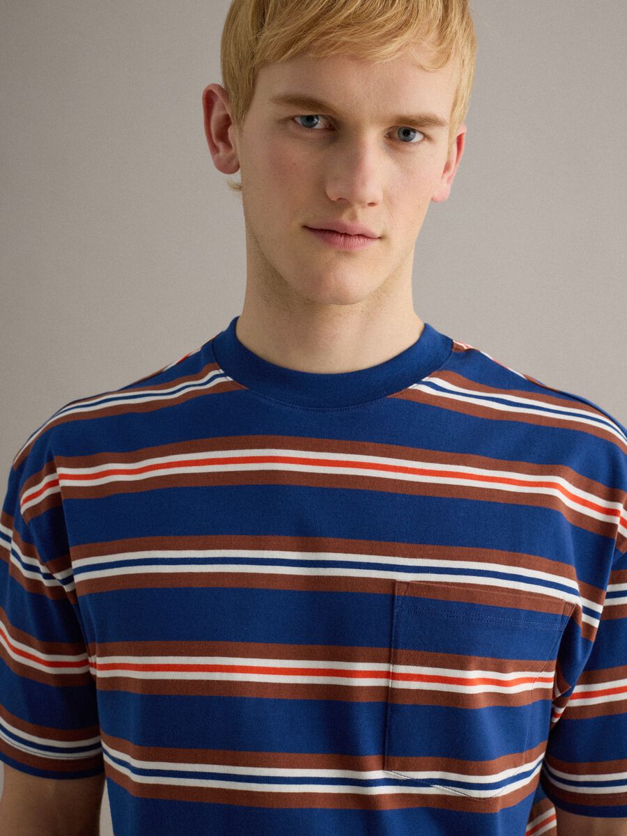 T-shirt in puro cotone a righe multicolor relaxed fit_3