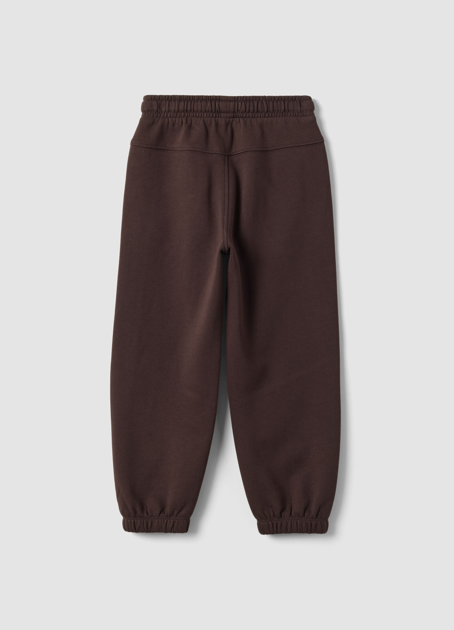 Brown overfit fleece joggers in pure cotton