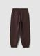 Brown overfit fleece joggers in pure cotton_1