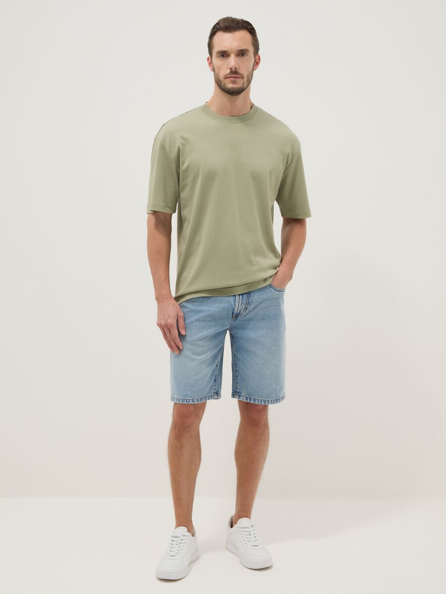Green pure cotton short-sleeve T-shirt, relaxed fit_2