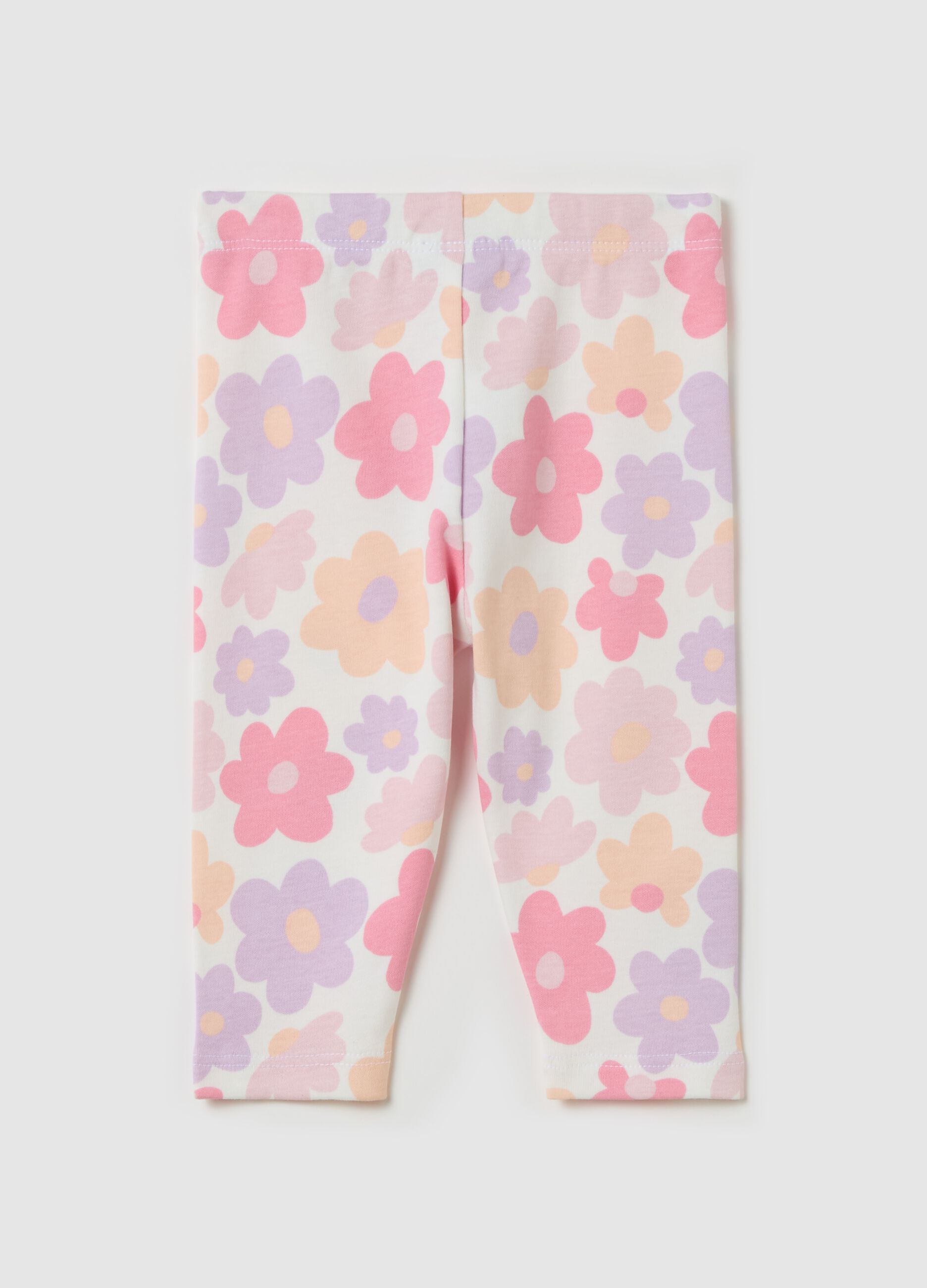 Cotton leggings with flowers print