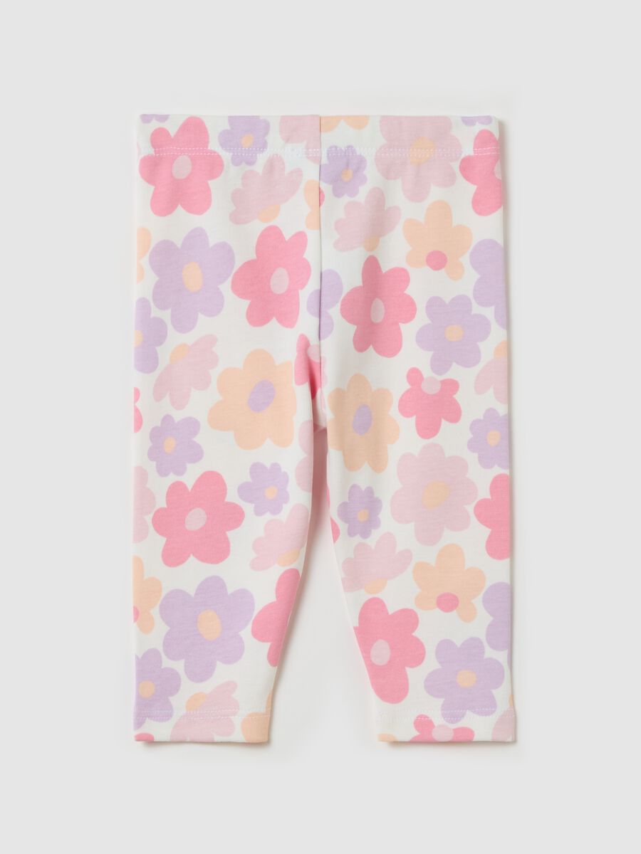 Cotton leggings with flowers print_1