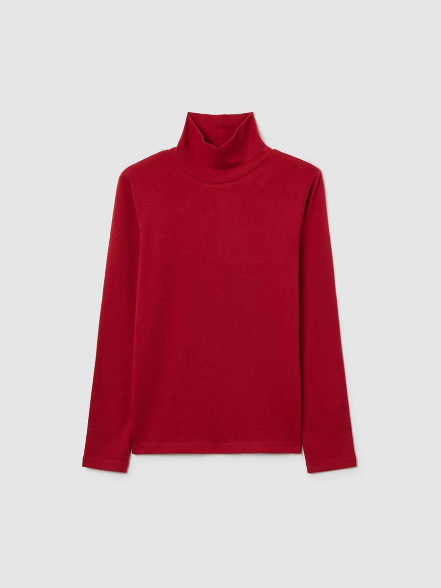 Maglia da ragazzo in puro cotone rossa regular fit_0