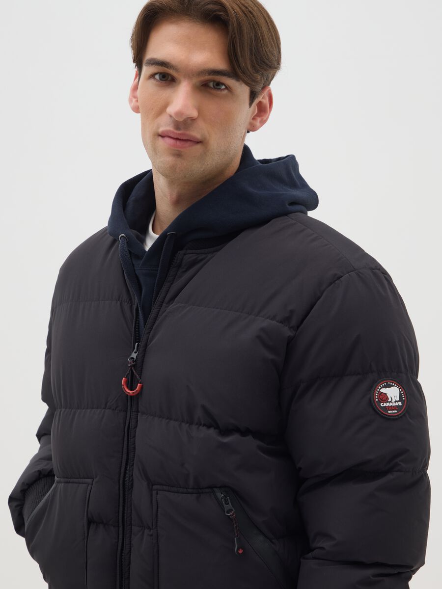 Black Padded Jacket with Zip_3
