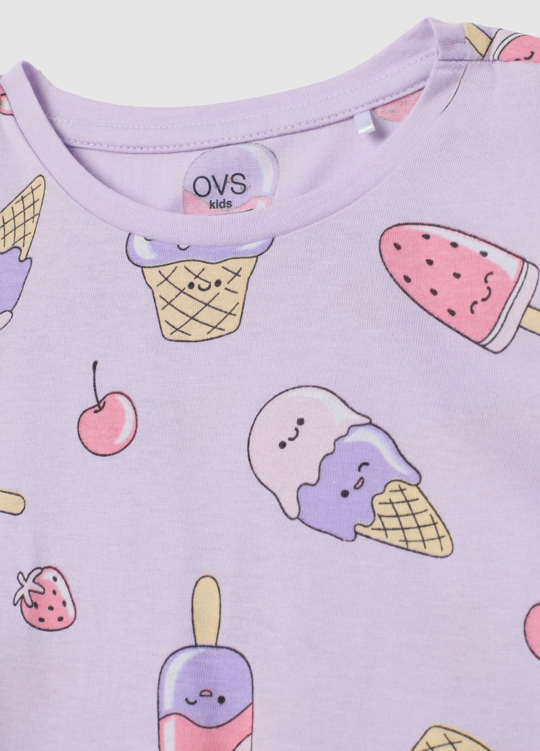 Girls' purple pure cotton pyjamas regular fit