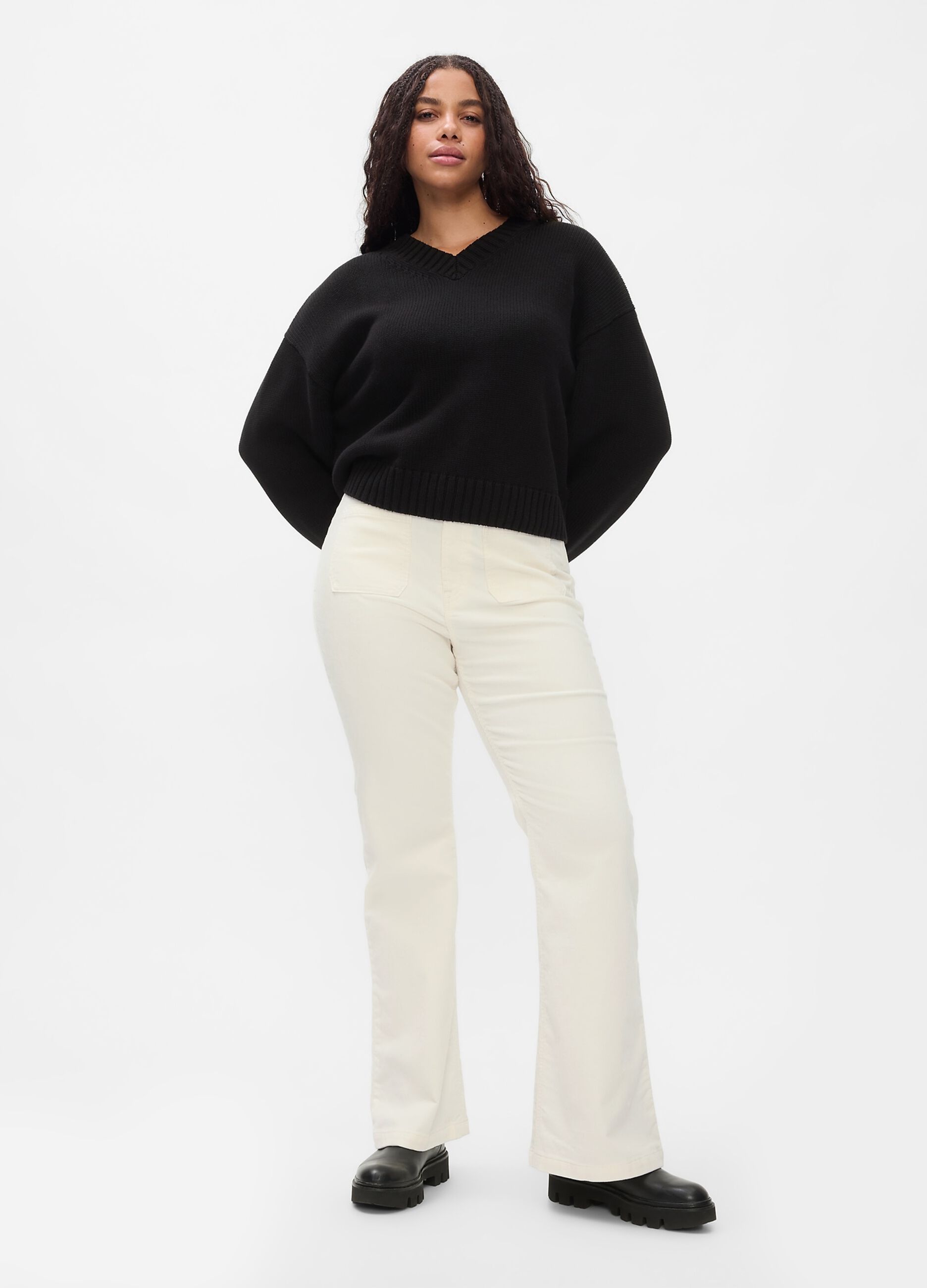 Flare-fit high-rise trousers in corduroy