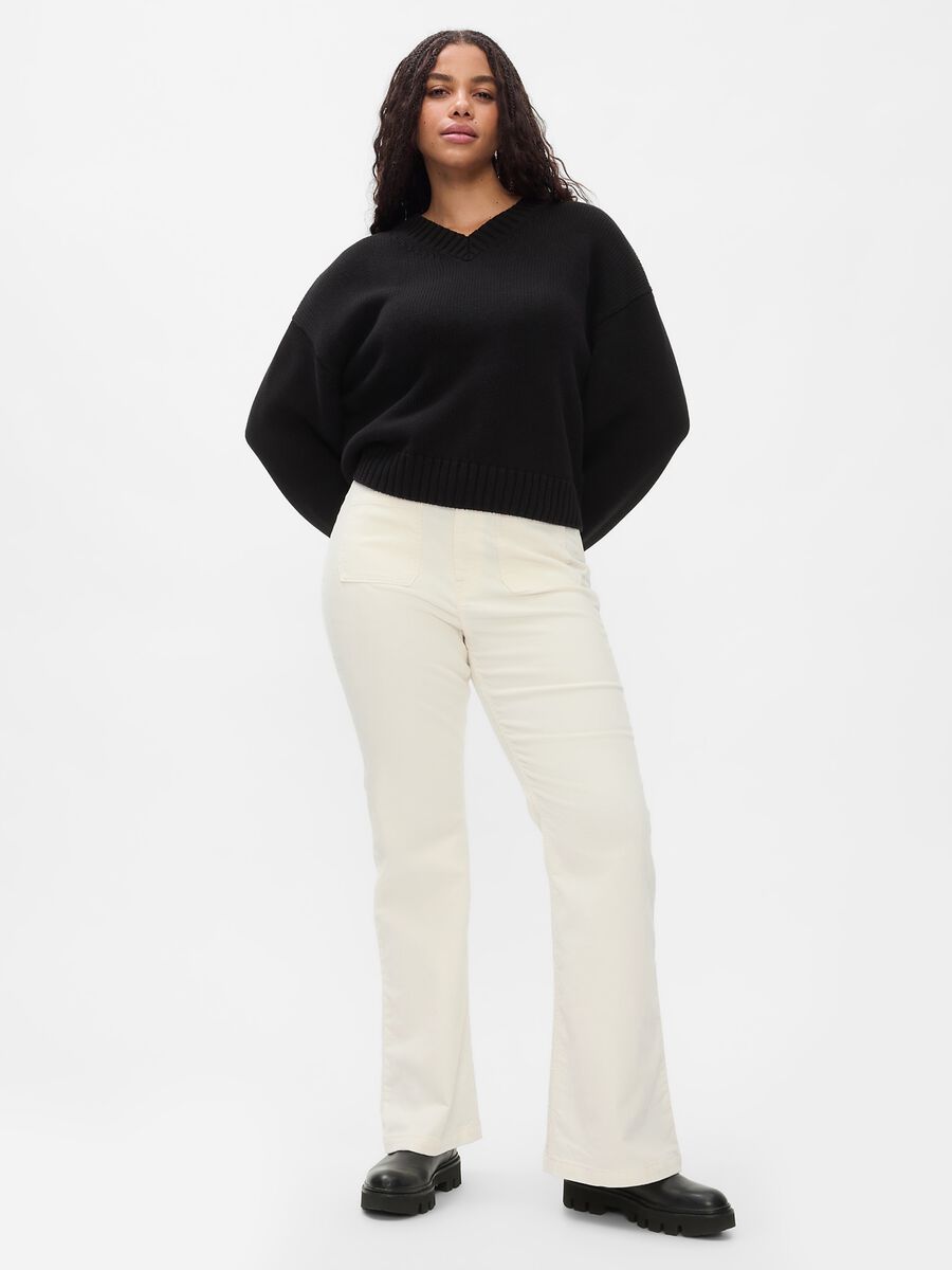 Flare-fit high-rise trousers in corduroy_5