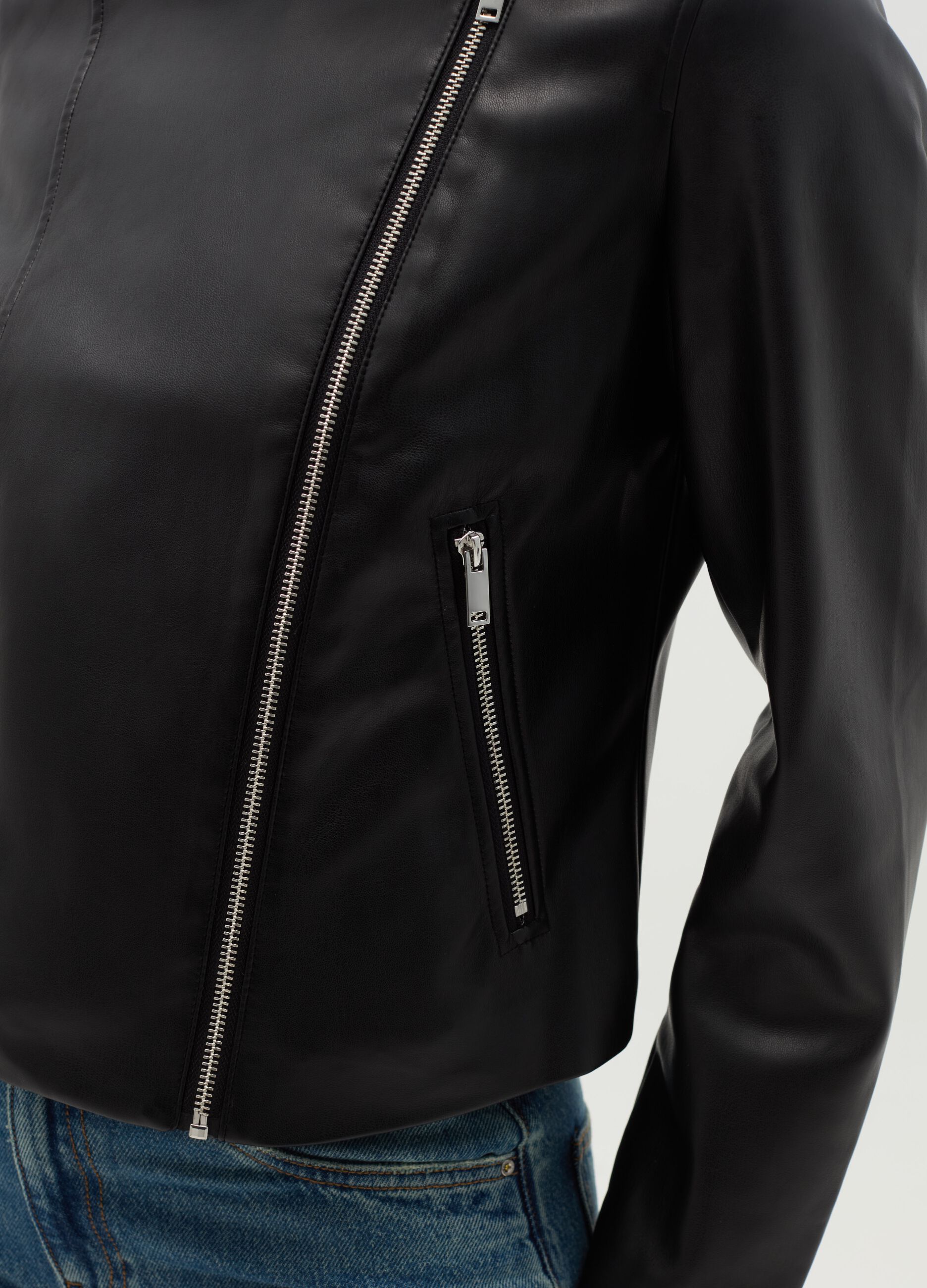 Giacca corta biker con zip