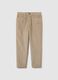Beige ribbed cotton blend trousers in regular fit_4
