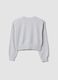Grey sweatshirt in organic cotton and viscose blend with ribbed collar_4