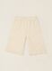 White broderie cotton trousers for baby girls_0