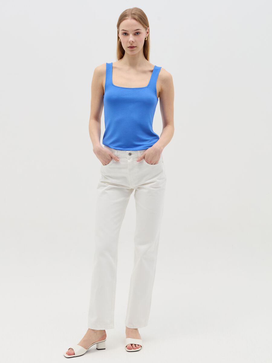 Basic light blue tank top in stretch viscose_1