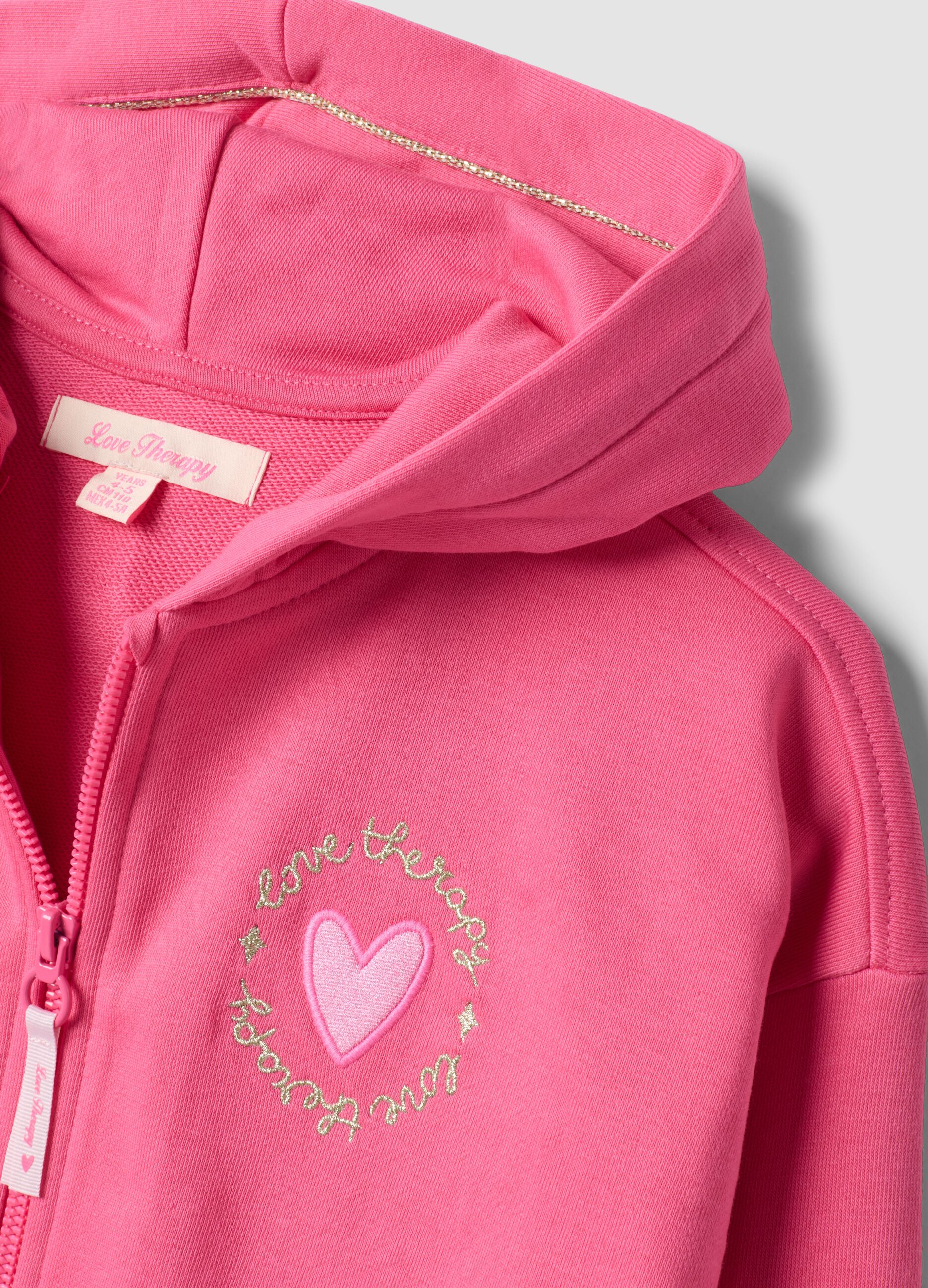 Felpa rosa in misto cotone con cappuccio e girocollo