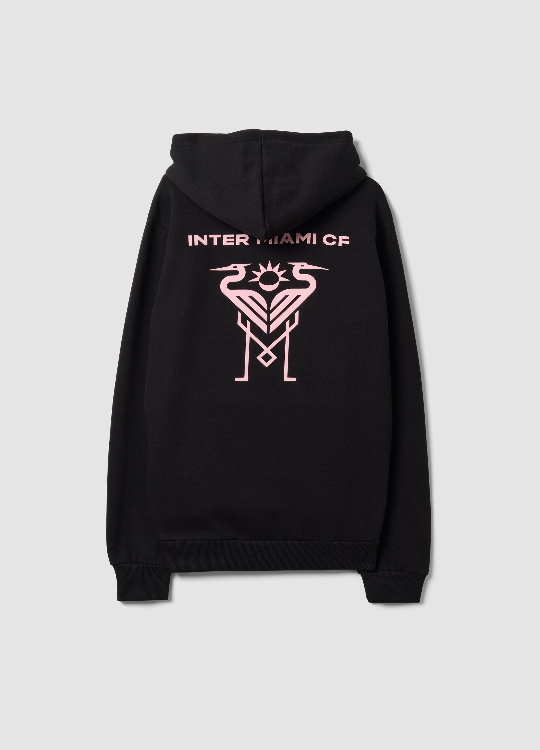 Black cotton-blend hoodie with Inter Miami CF print