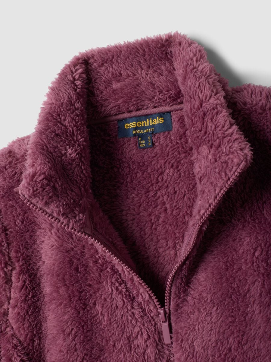 Felpa viola malva con girocollo e zip regular fit_2