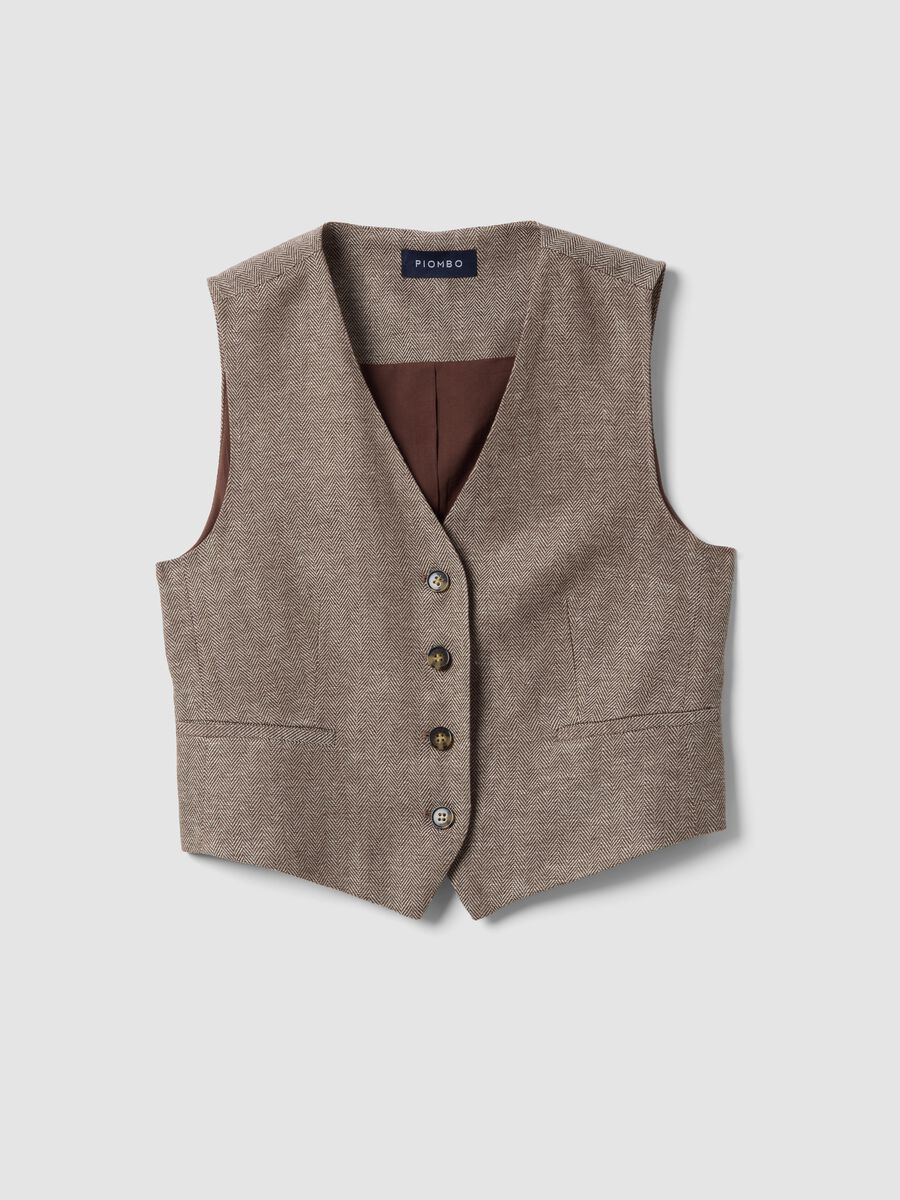 Multicolour striped regular fit viscose and linen blend waistcoat_5