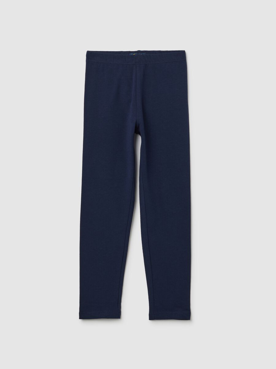 Leggings da bambina in cotone elasticizzato blu skinny_0