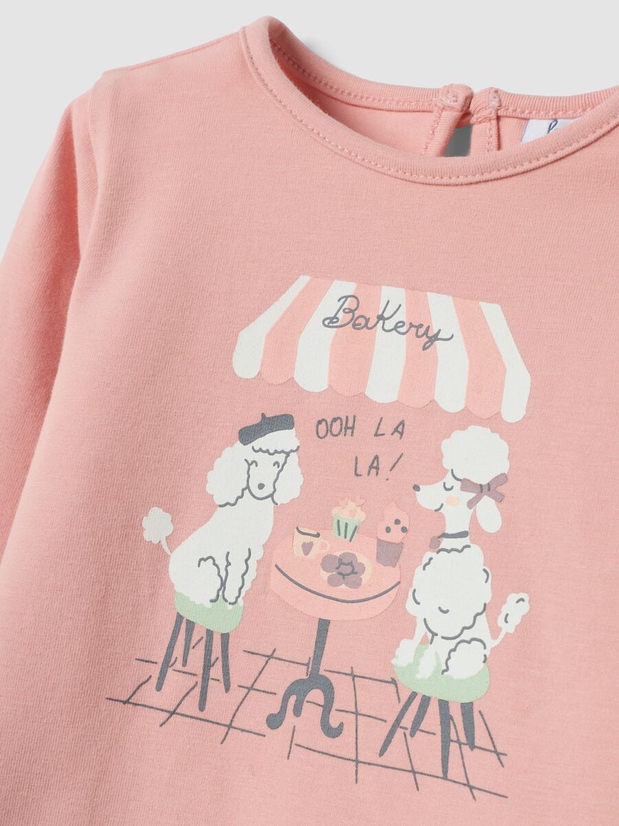 Pink regular-fit T-shirt in organic stretch cotton jersey with print_2