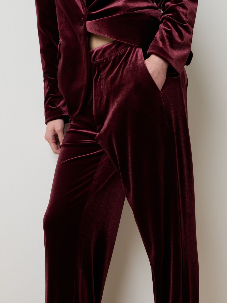 Pantaloni in velluto rosso flare fit_3
