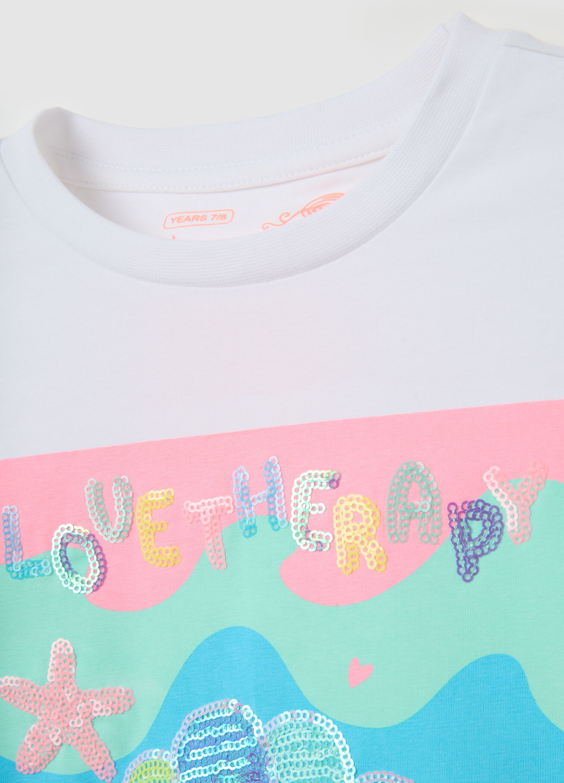 T-shirt da bambina in cotone elasticizzato bianca