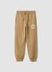 Beige cotton-viscose blend joggers with contrasting print for boys_0