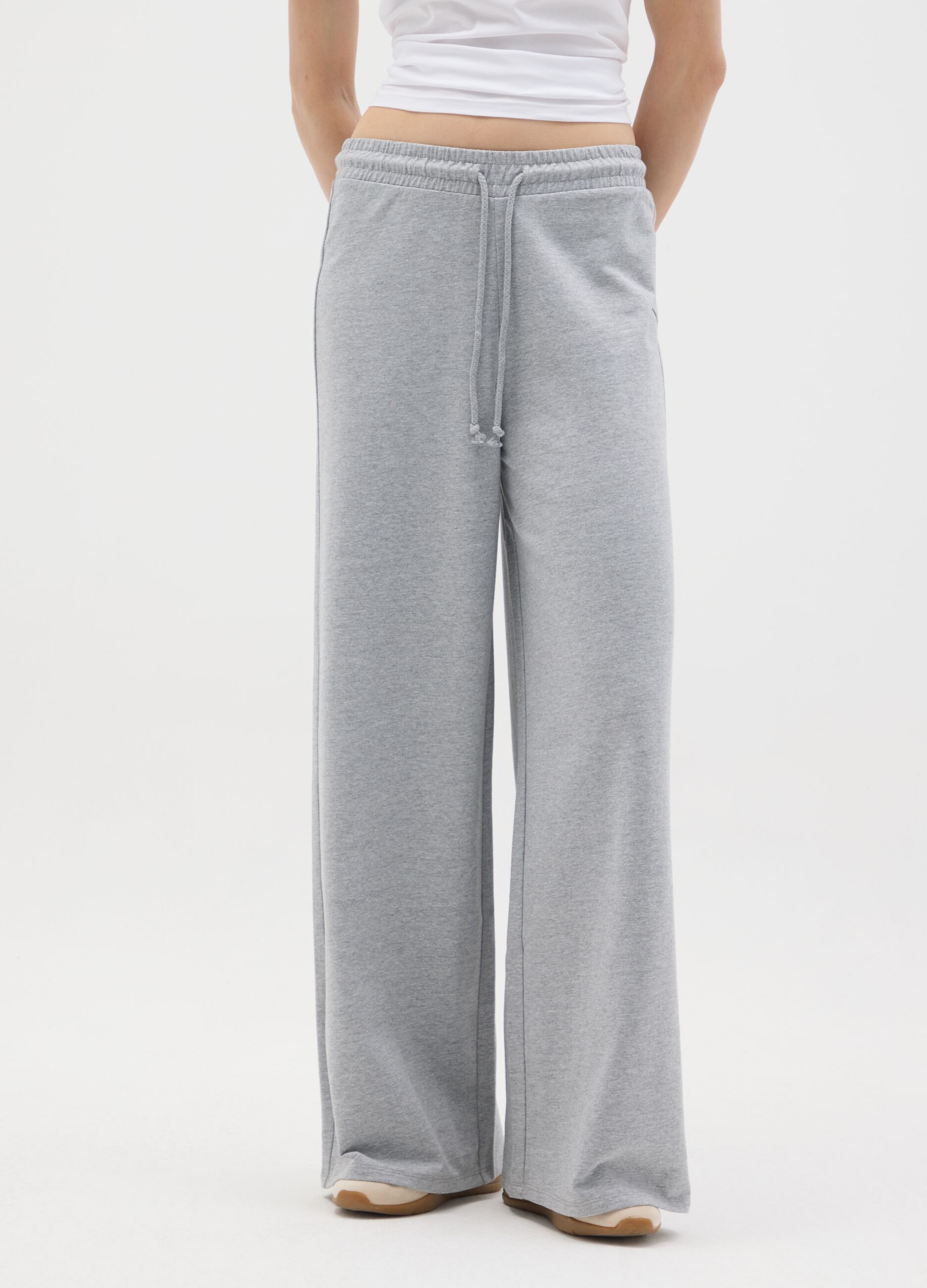 Grey pure cotton trousers regular fit