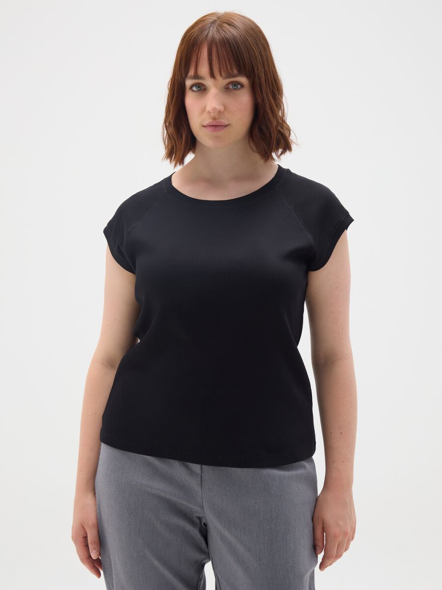 Women's top in pure black cotton_0