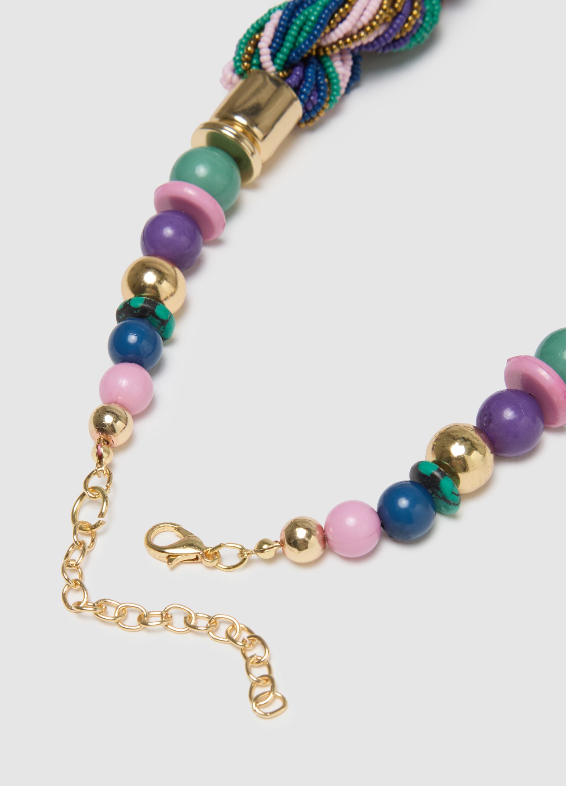 Collana in vetro multicolor con design intrecciato