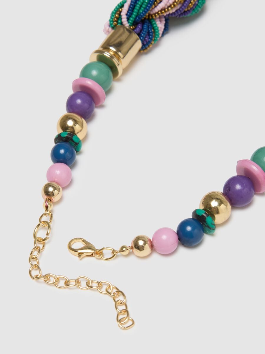 Collana in vetro multicolor con design intrecciato_2