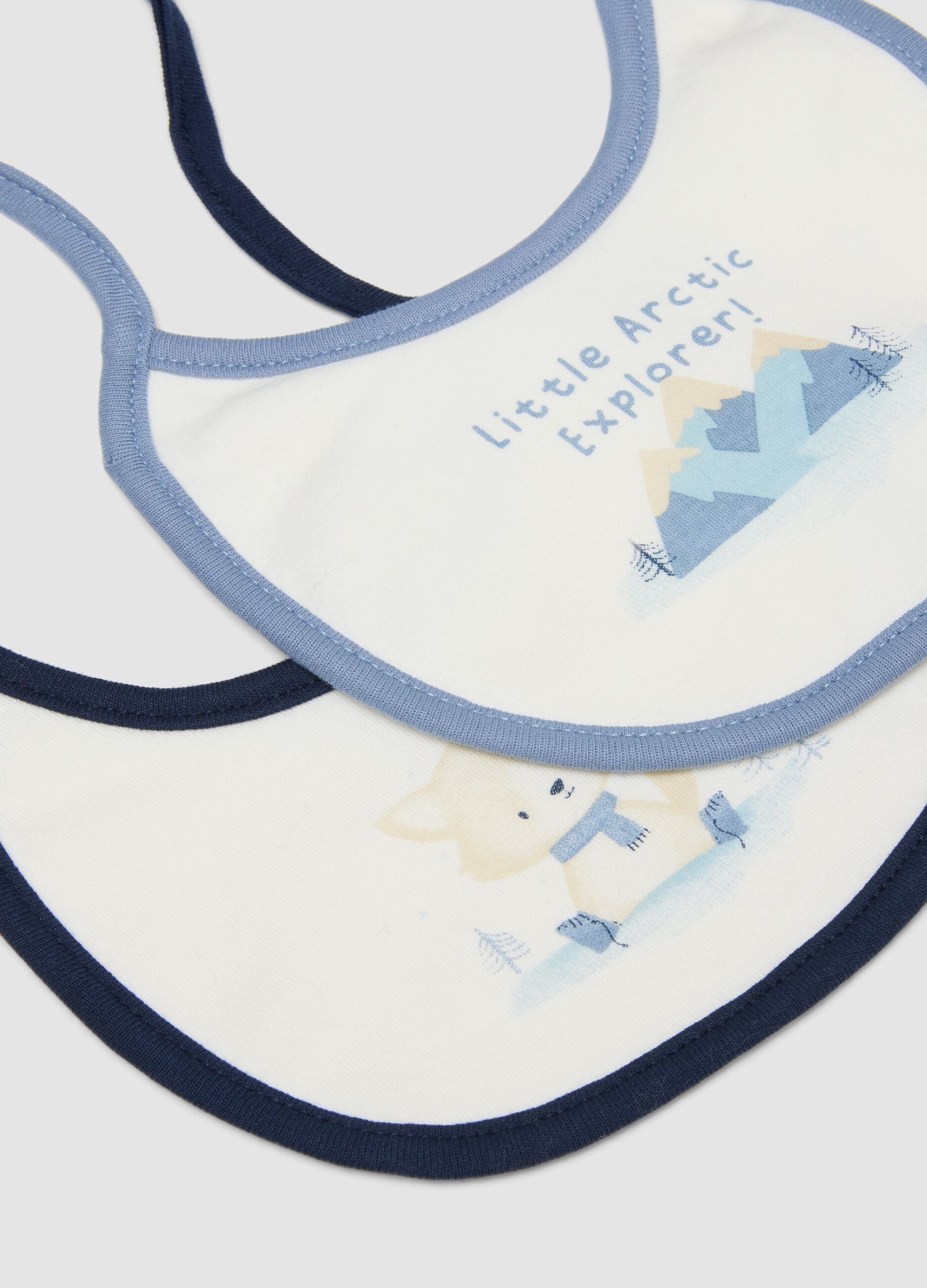 Bipack bavaglini bianco azzurro chiaro blu navy in puro cotone organico