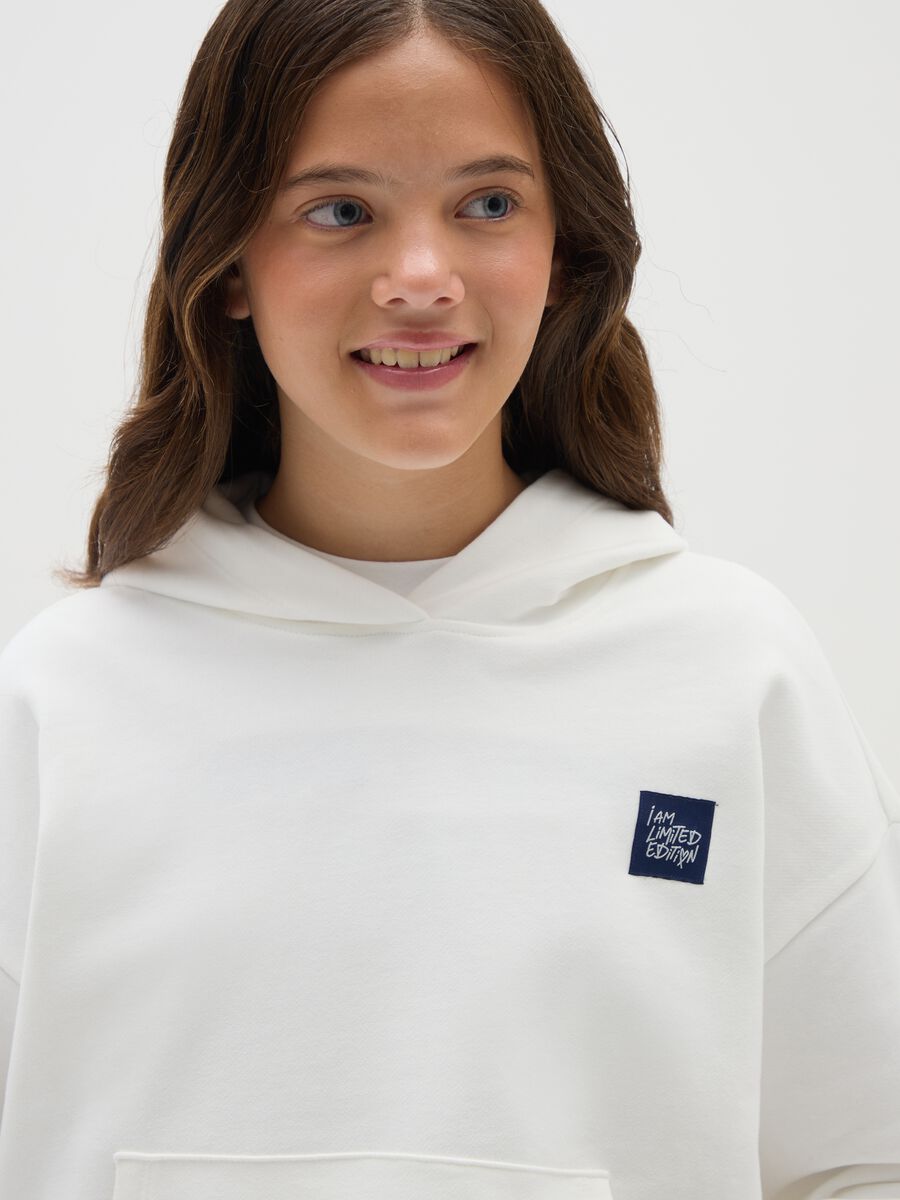 Girls' oversized pure cotton white hoodie_2