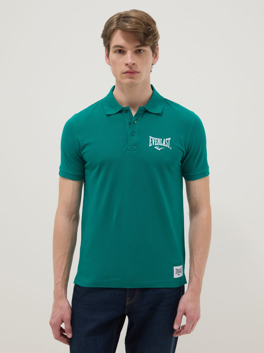 Short-sleeved pure cotton polo in green_2