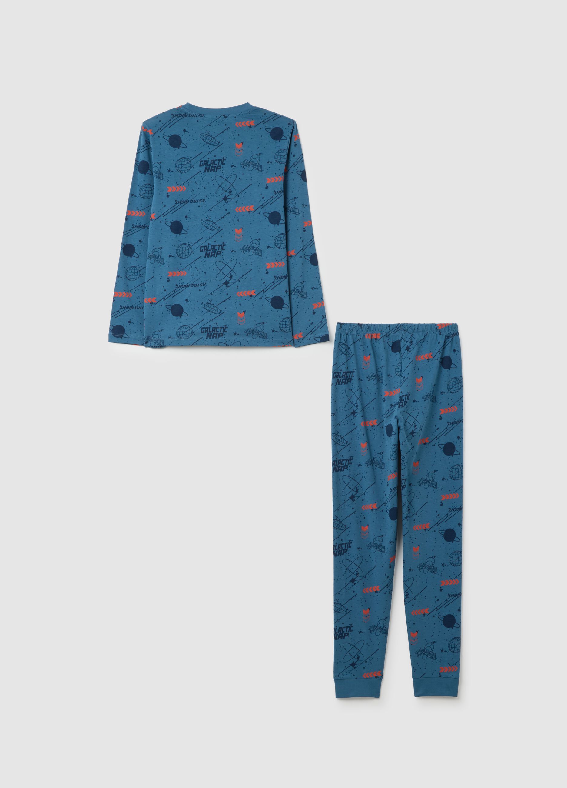 Pigiama da bambino in puro cotone blu