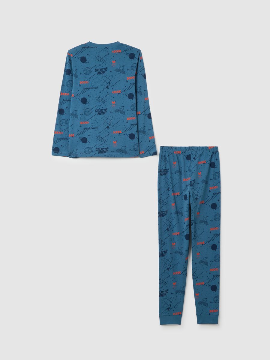 Pigiama da bambino in puro cotone blu_1