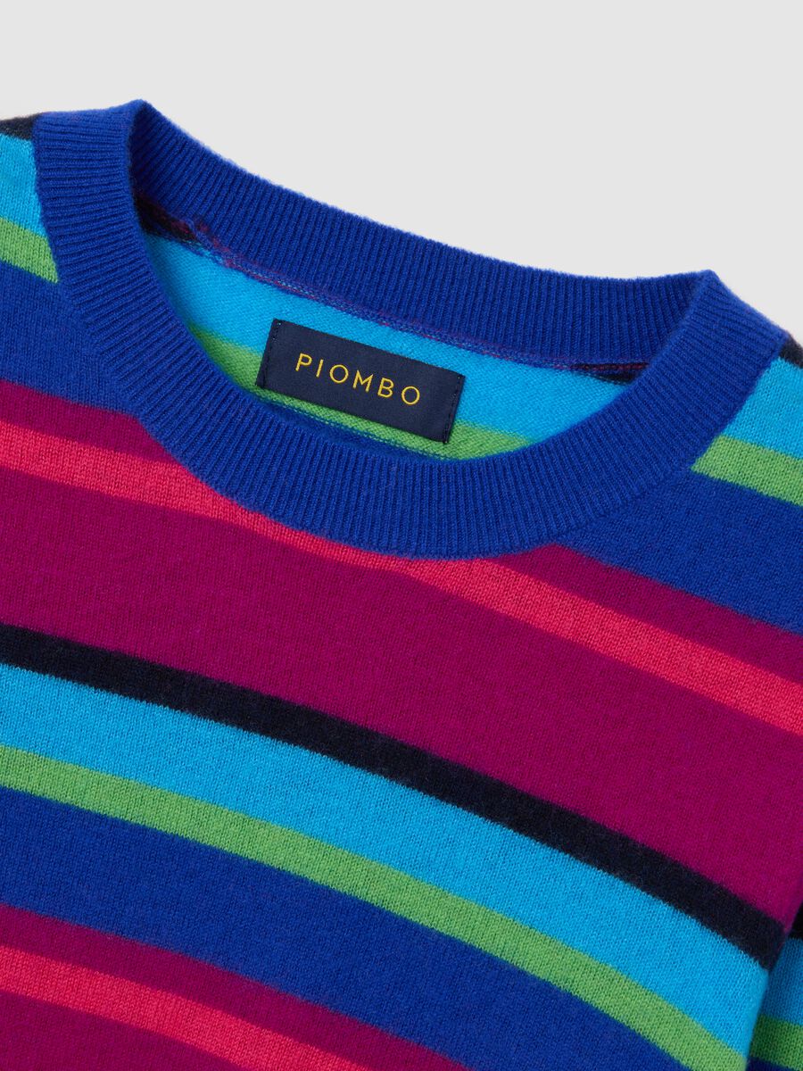 Pure wool jumper with blue and azure stripes, regular fit_5