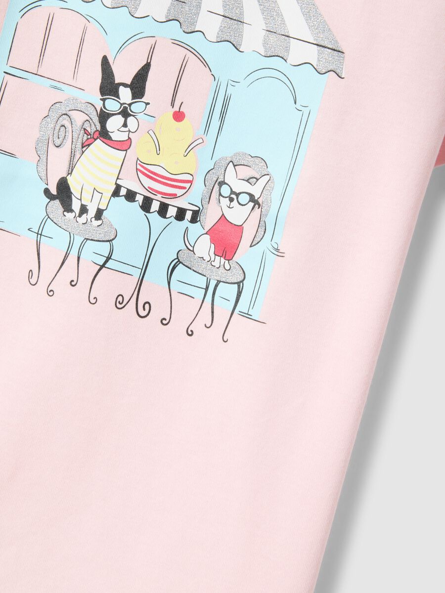 T-shirt in puro cotone rosa regular fit con stampa per bambina_2