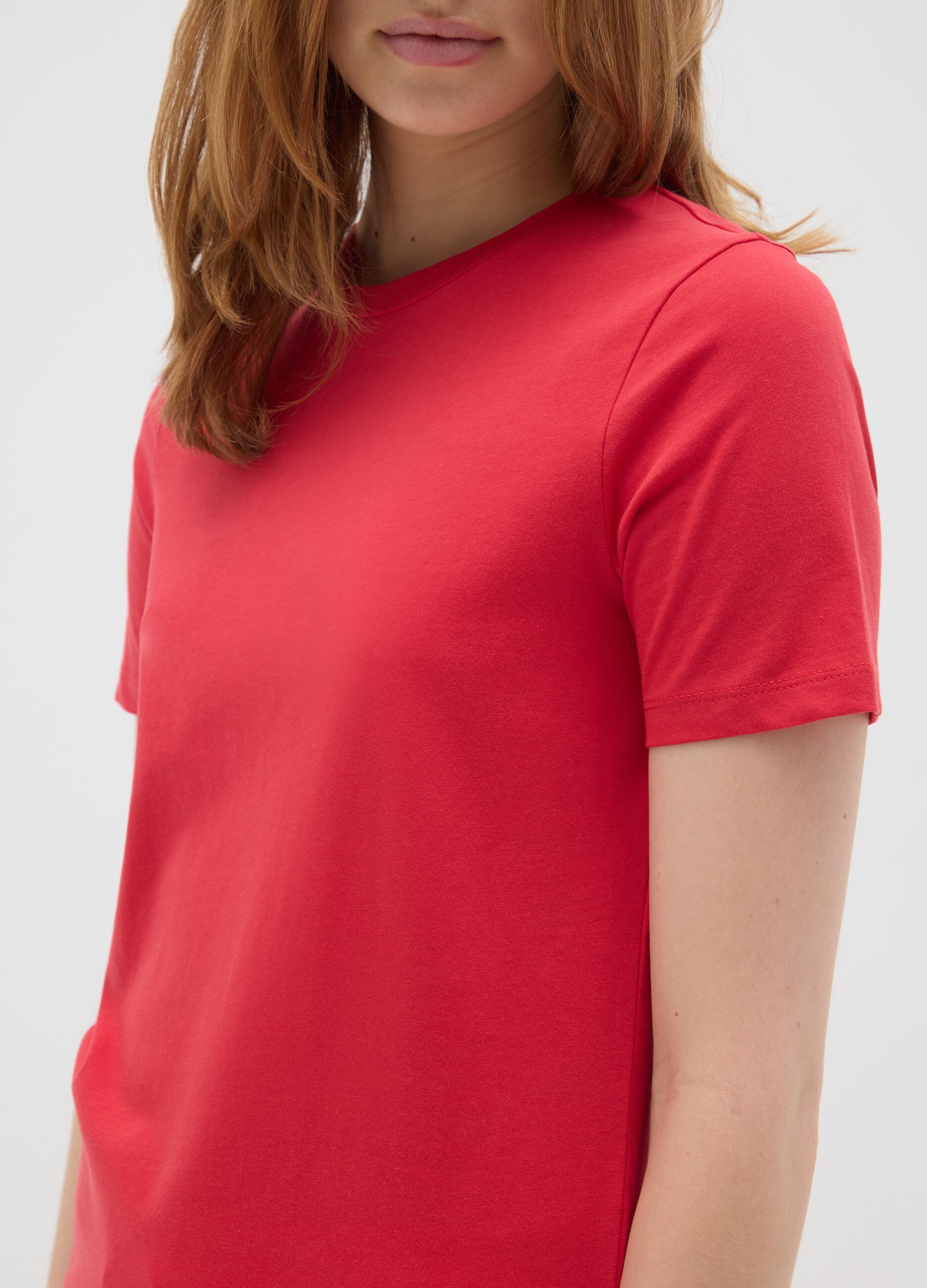 Women's Red Pure Cotton Regular Fit T-Shirt
