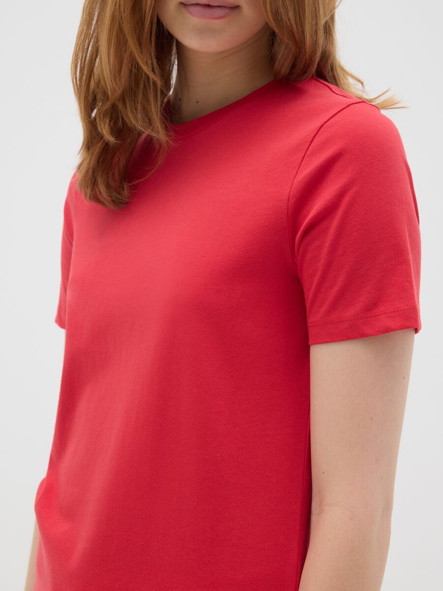 Women's Red Pure Cotton Regular Fit T-Shirt_3