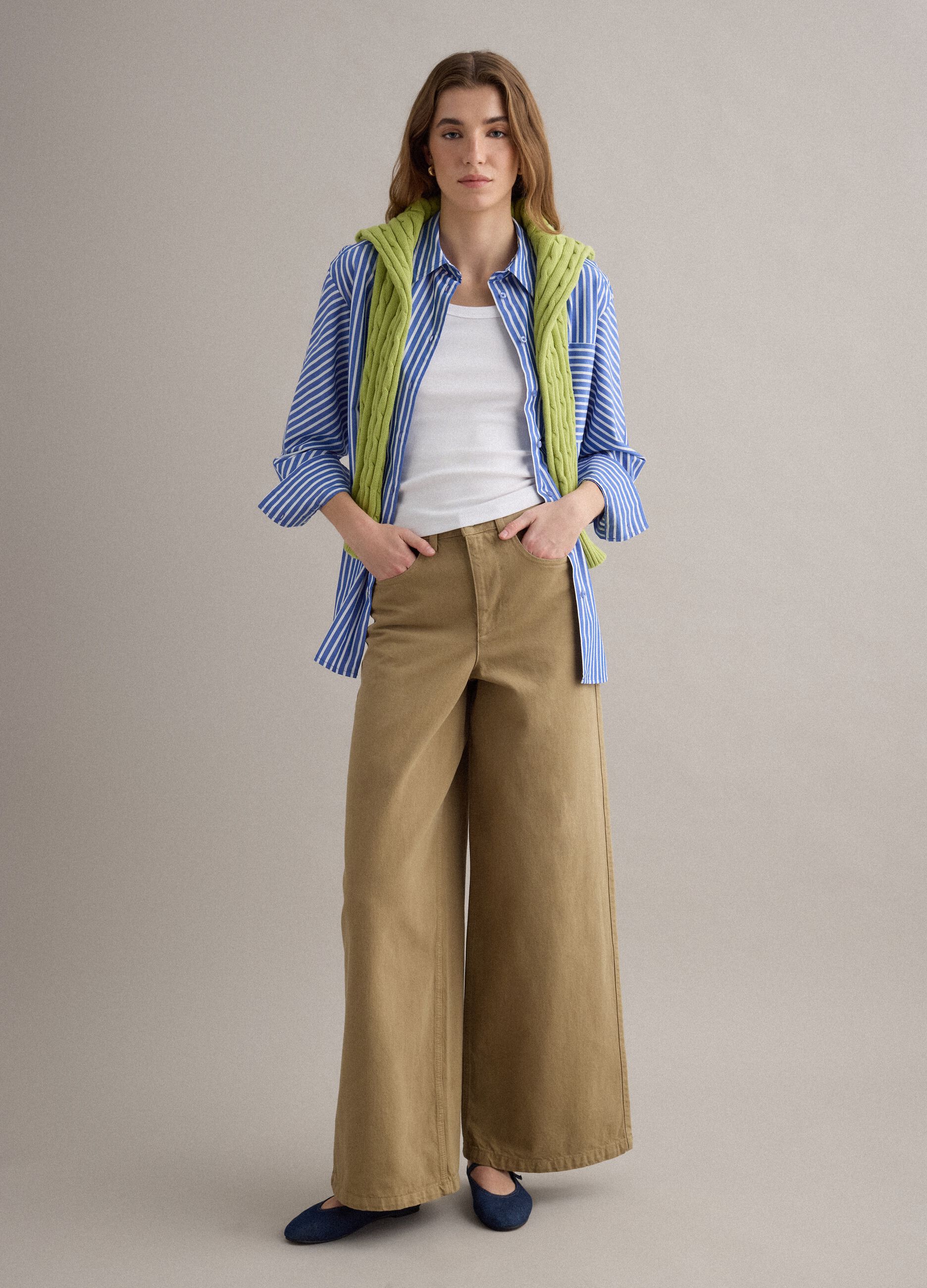 Multicolour striped regular fit pure cotton shirt with pocket