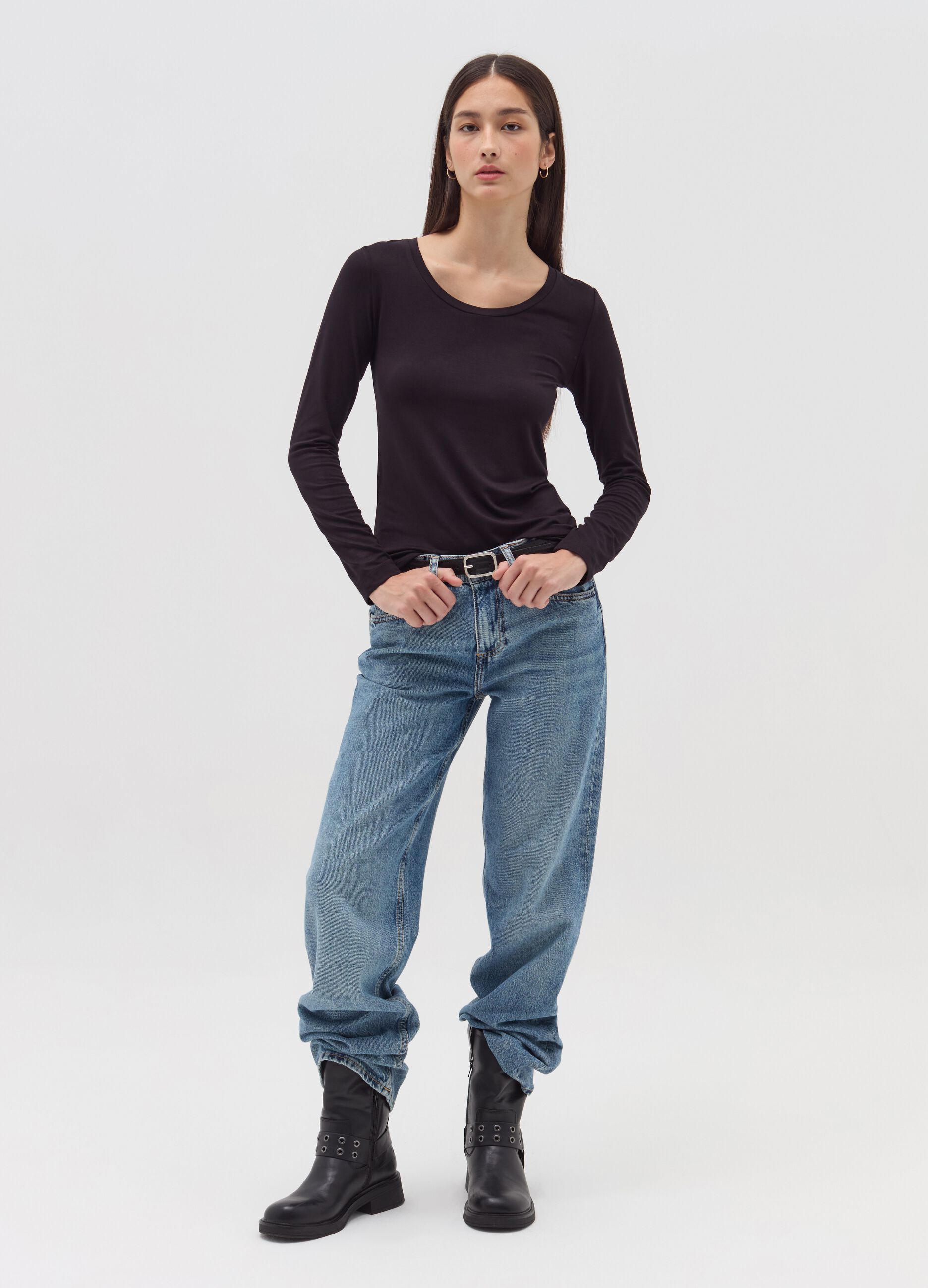 OVS T-shirt a maniche lunghe in viscosa stretch