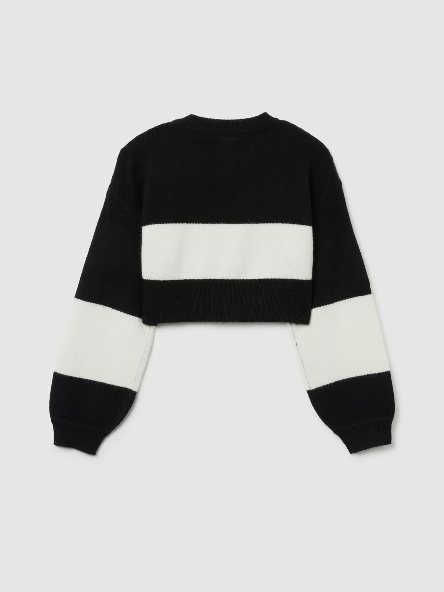 Girls' striped black and white cardigan with buttons_1