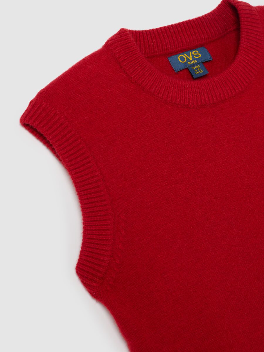 Gilet girocollo rosso da bambino regular fit senza maniche_2