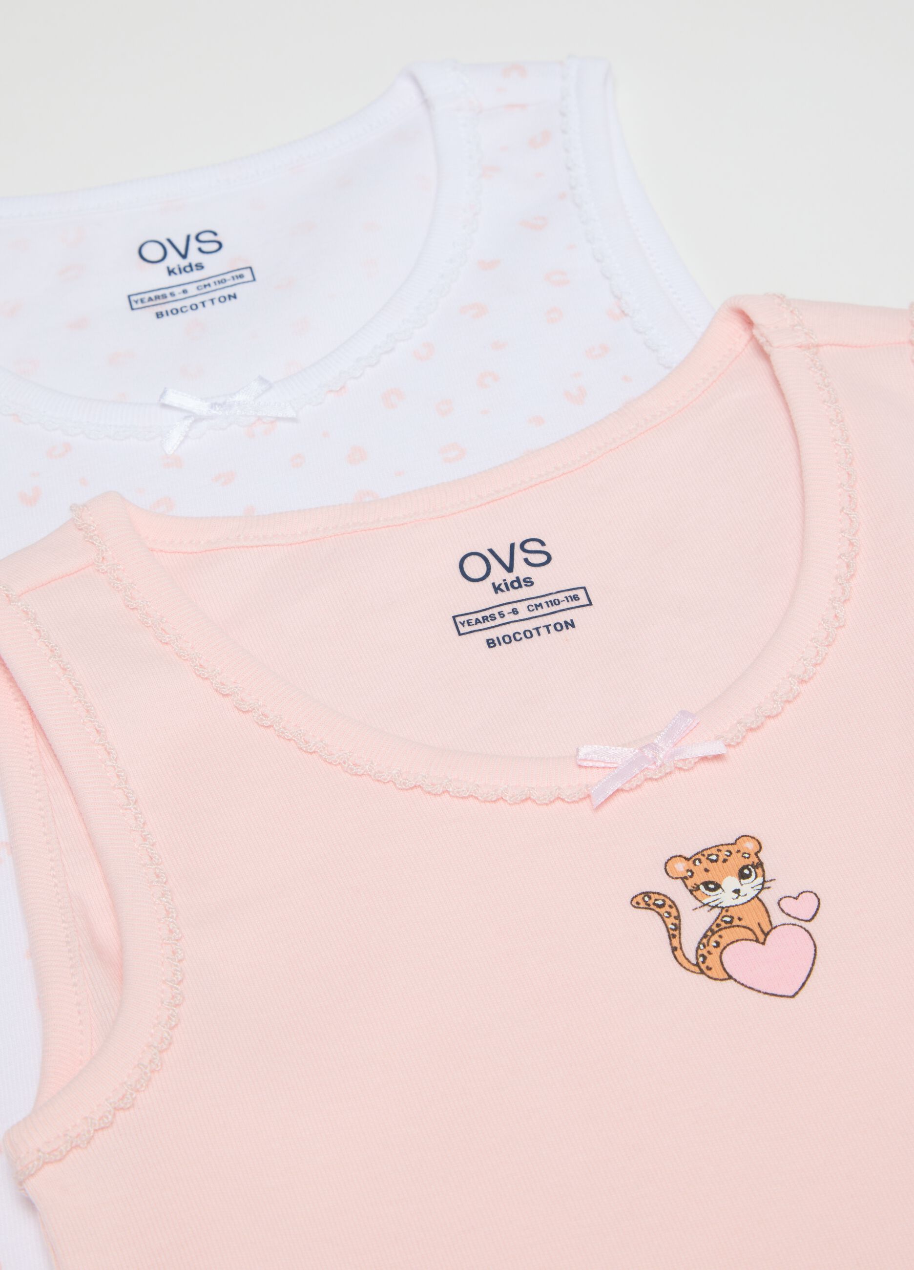 Girls' pure cotton multicolor vest twin pack